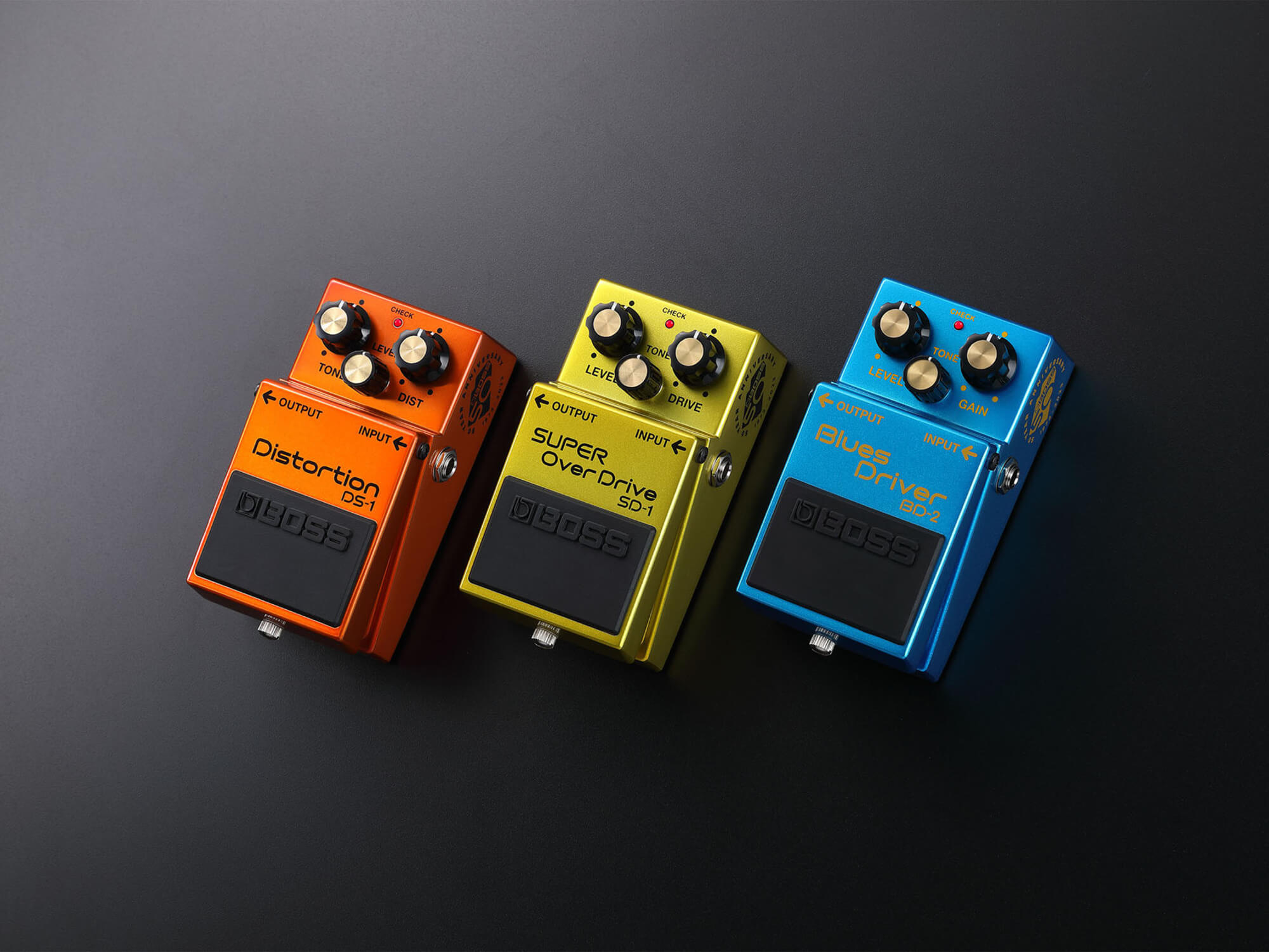 Boss Distortion, Blues Driver y Super Overdrive 50th Anniversary